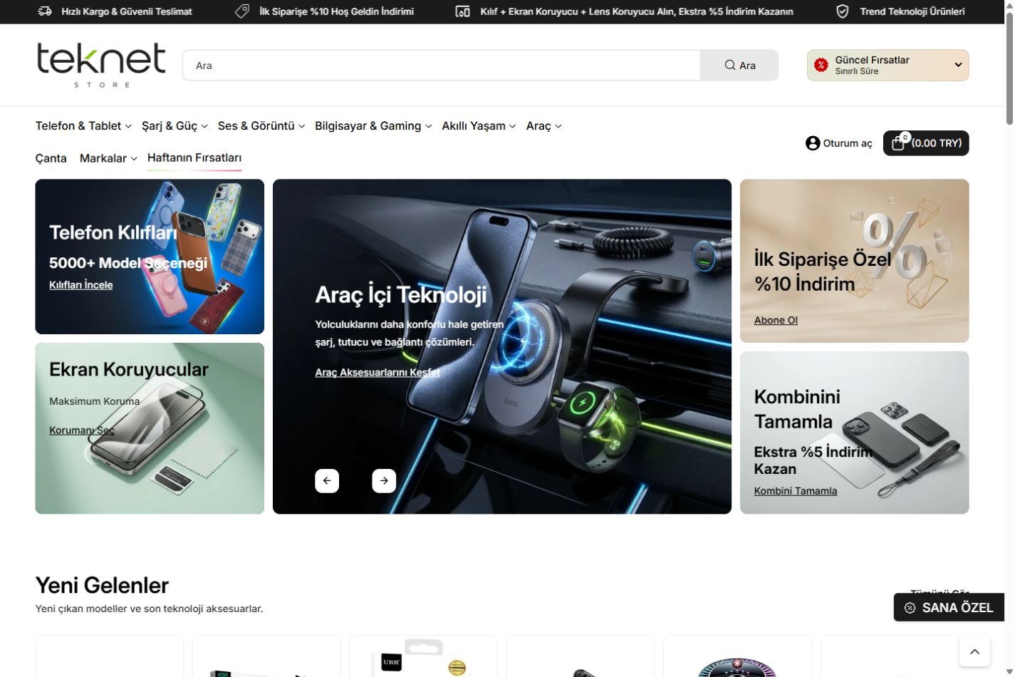 Teknet web sitesinin ana sayfa ekran görüntüsü